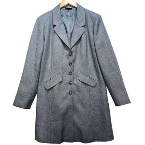 Monterey Bay Women's Long Coat Long Sleeve Size 12 Gray Herringbone Pockets